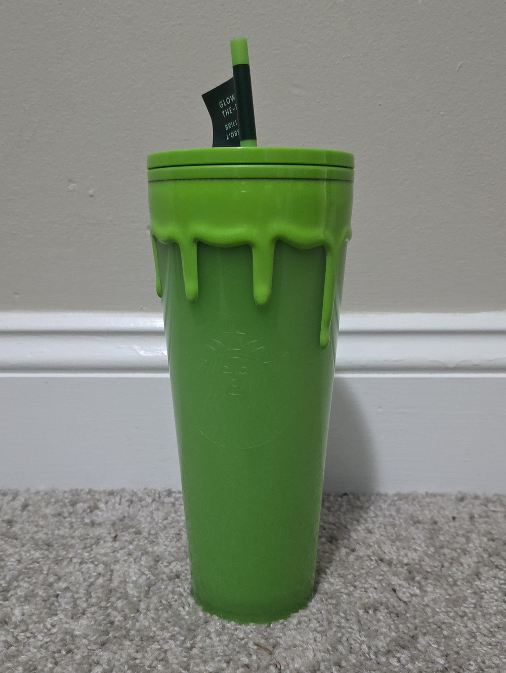 New Starbucks Halloween Green Slime Drip Glow In The Dark Tumbler Straw 24oz
